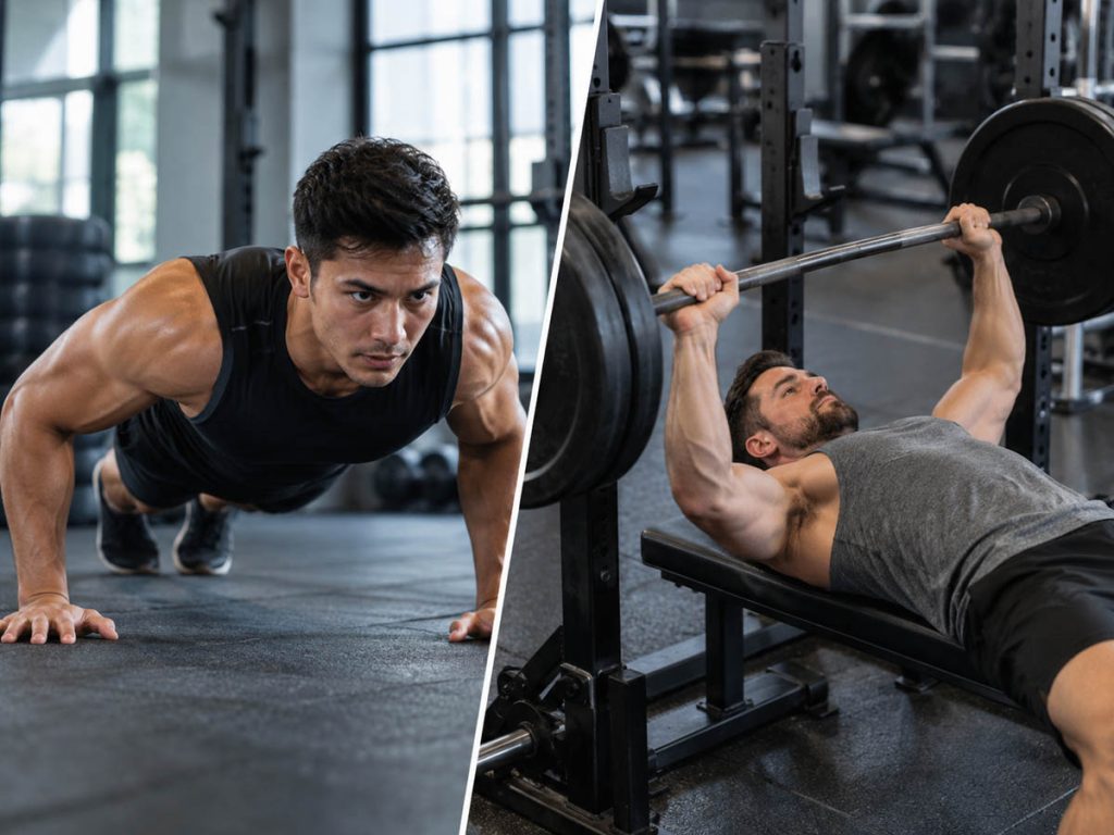 push up vs bench press