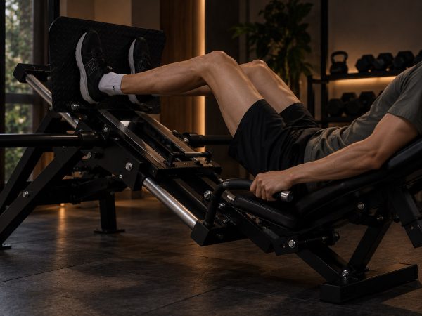 Pria Kurus Berlatih Leg Press dengan MAGNUS Compact Leg Press