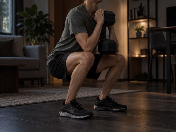 Squat Pria Kurus dengan Dumbbell